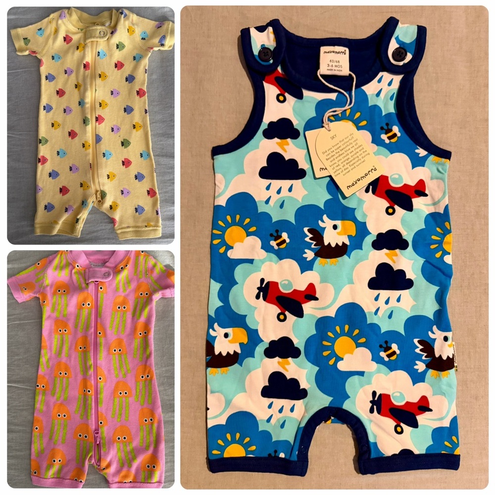 Bundle of shortie rompers 3-6mo
